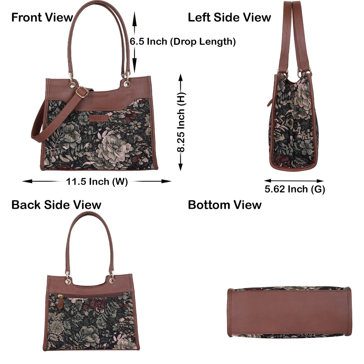 Women’s Vintage Tapestry Satchel Bag – Wholesale Leather‑Trimmed Crossbody, Shoulder & Hand Purse