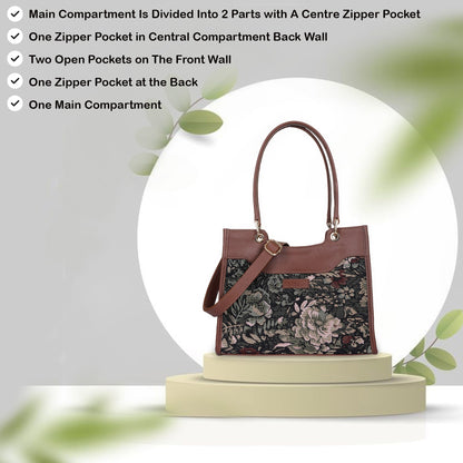 Women’s Vintage Tapestry Satchel Bag – Wholesale Leather‑Trimmed Crossbody, Shoulder & Hand Purse