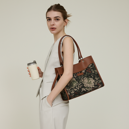 Women’s Vintage Tapestry Satchel Bag – Wholesale Leather‑Trimmed Crossbody, Shoulder & Hand Purse