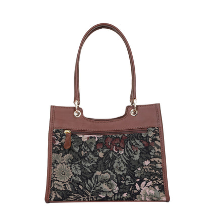 Women’s Vintage Tapestry Satchel Bag – Wholesale Leather‑Trimmed Crossbody, Shoulder & Hand Purse
