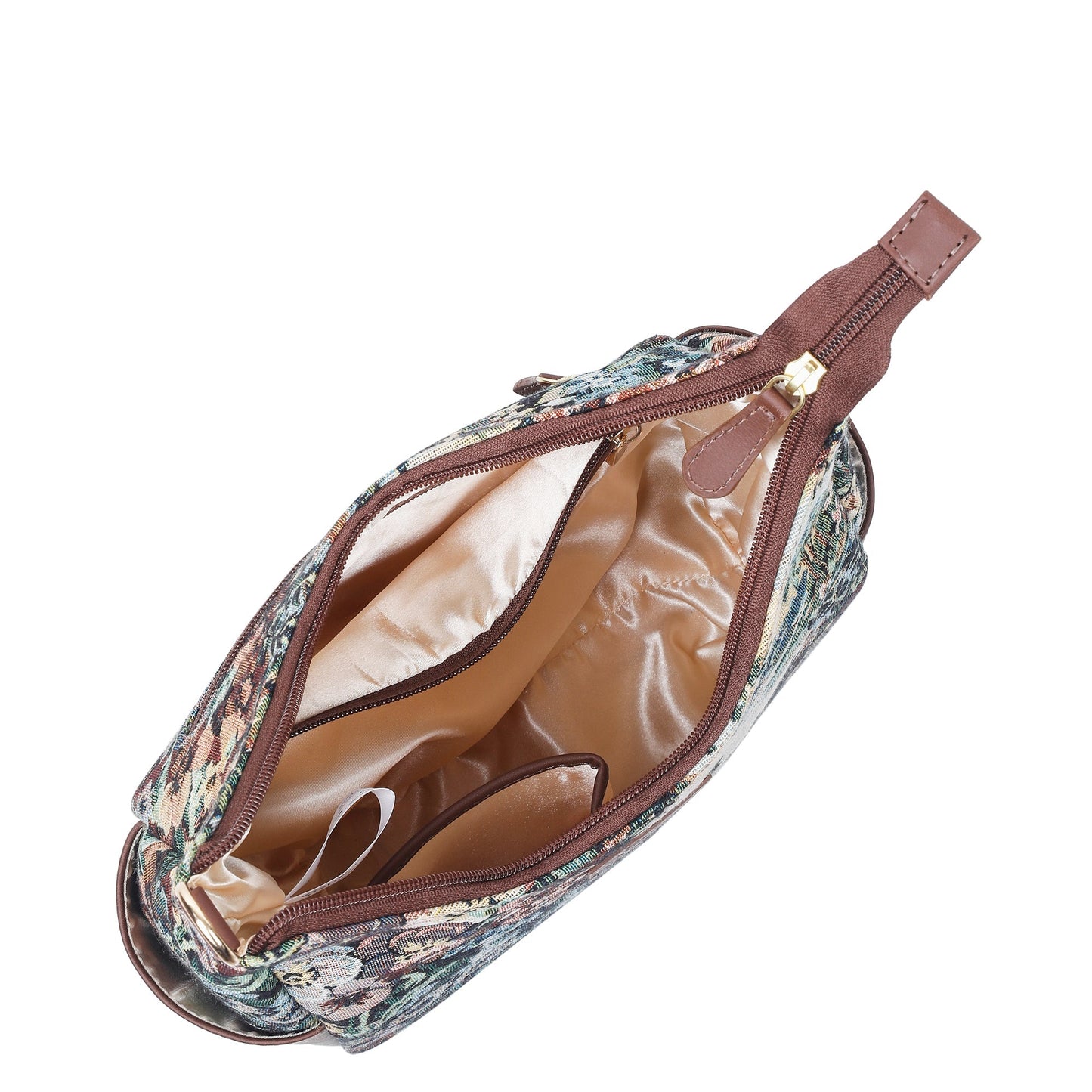 Botanical Tapestry Hobo Bag – Women’s Genuine Leather-Trimmed Shoulder & Crossbody Purse