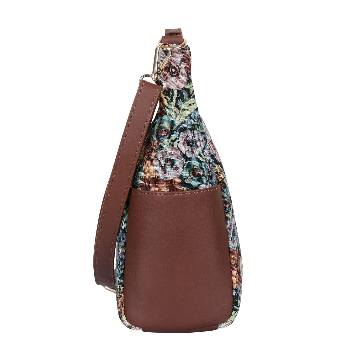 Botanical Tapestry Hobo Bag – Women’s Genuine Leather-Trimmed Shoulder & Crossbody Purse
