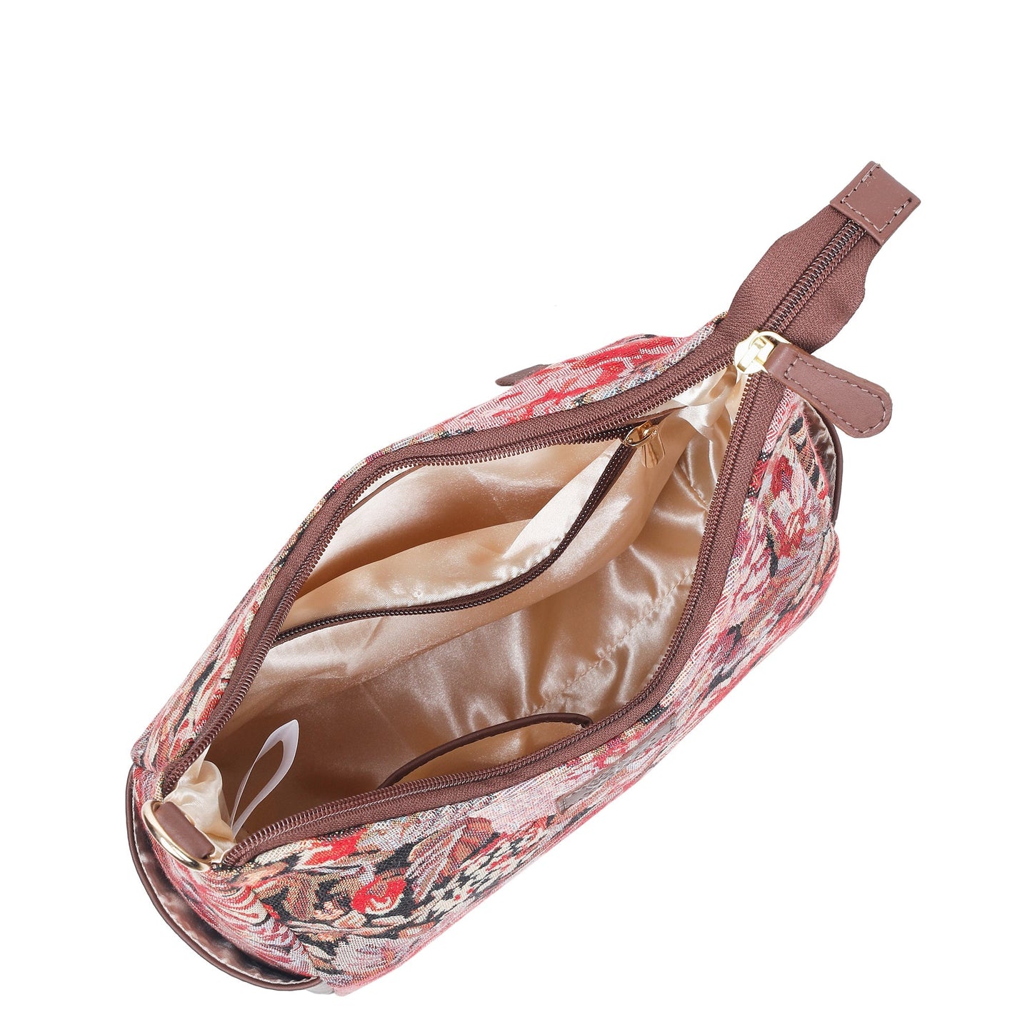 Women's Floral Tapestry Hobo Bag | Stylish Genuine Leather-Trimmed Shoulder & Crossbody Purse for Daily Essentials