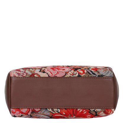 Women's Floral Tapestry Hobo Bag | Stylish Genuine Leather-Trimmed Shoulder & Crossbody Purse for Daily Essentials