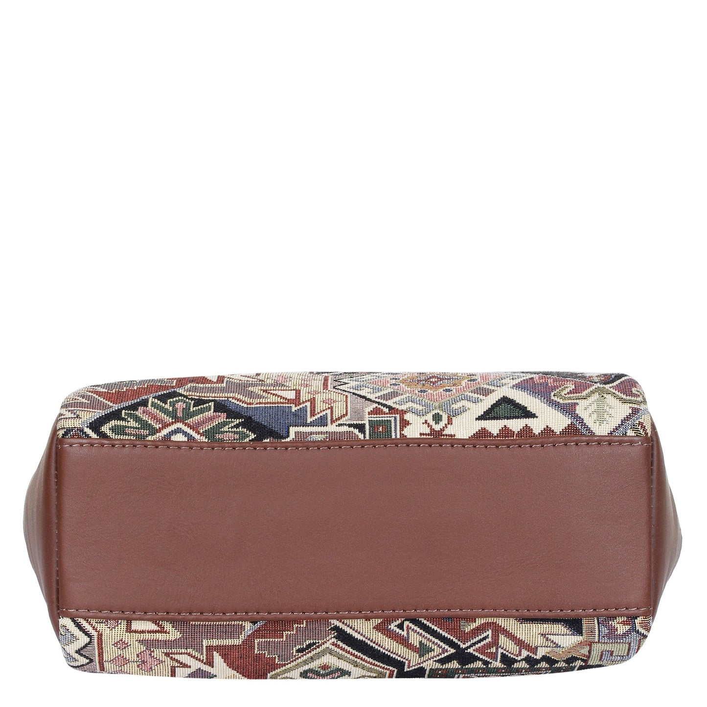Wholesale Women’s Hobo Bag in Geometric Tapestry Pattern with Genuine Leather Trim | Crossbody & Shoulder Purse for Office