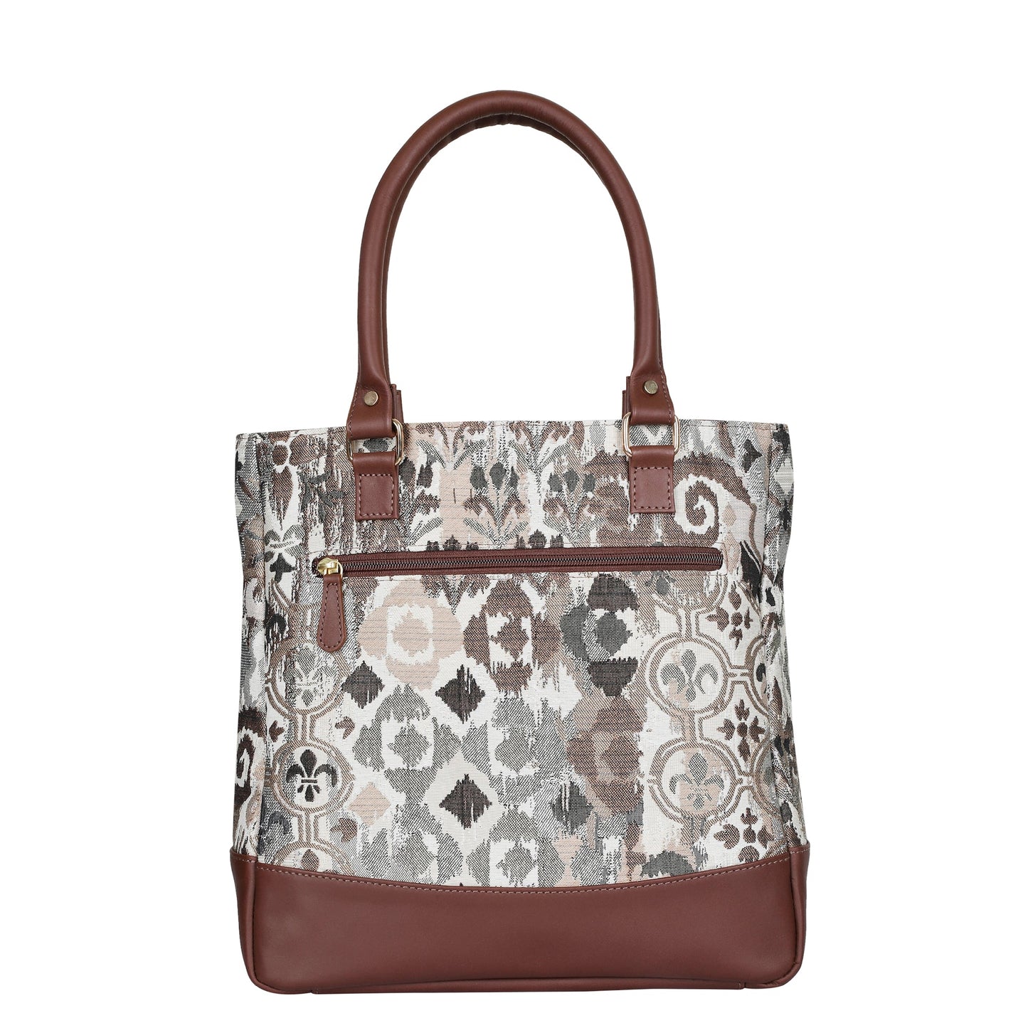 Wholesale Women’s Abstract Tapestry Tote Bag | Shoulder Purse with Genuine Leather Trim & Top Handle for Work, Travel & Daily Use