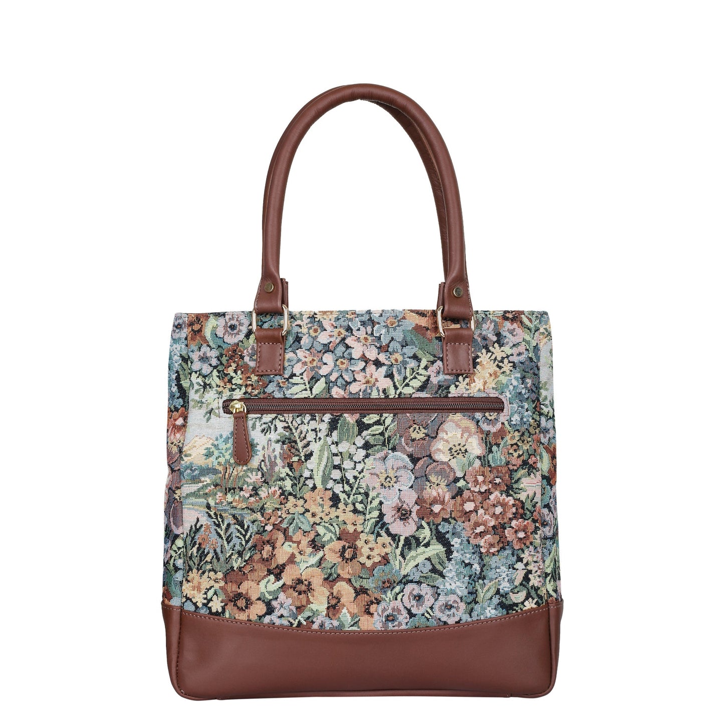 Wholesale Women’s Botanical Tapestry Tote Bag – Shoulder & Top Handle Handbag with Genuine trim leather