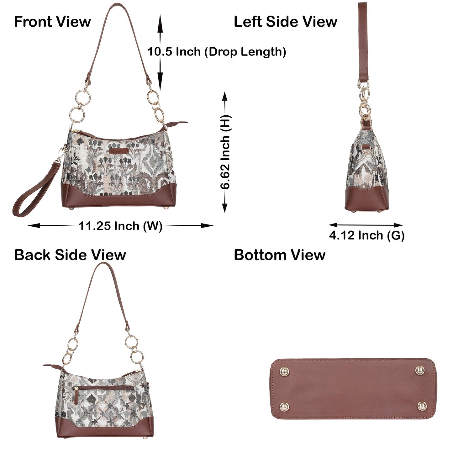 Wholesale Abstract Tapestry Shoulder Bag for Women – Modern Tote Sling Purse with Genuine Leather Handle