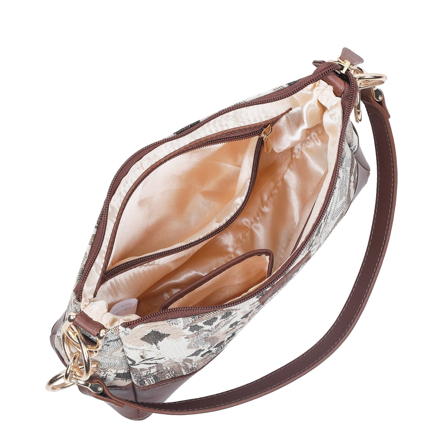 Wholesale Abstract Tapestry Shoulder Bag for Women – Modern Tote Sling Purse with Genuine Leather Handle