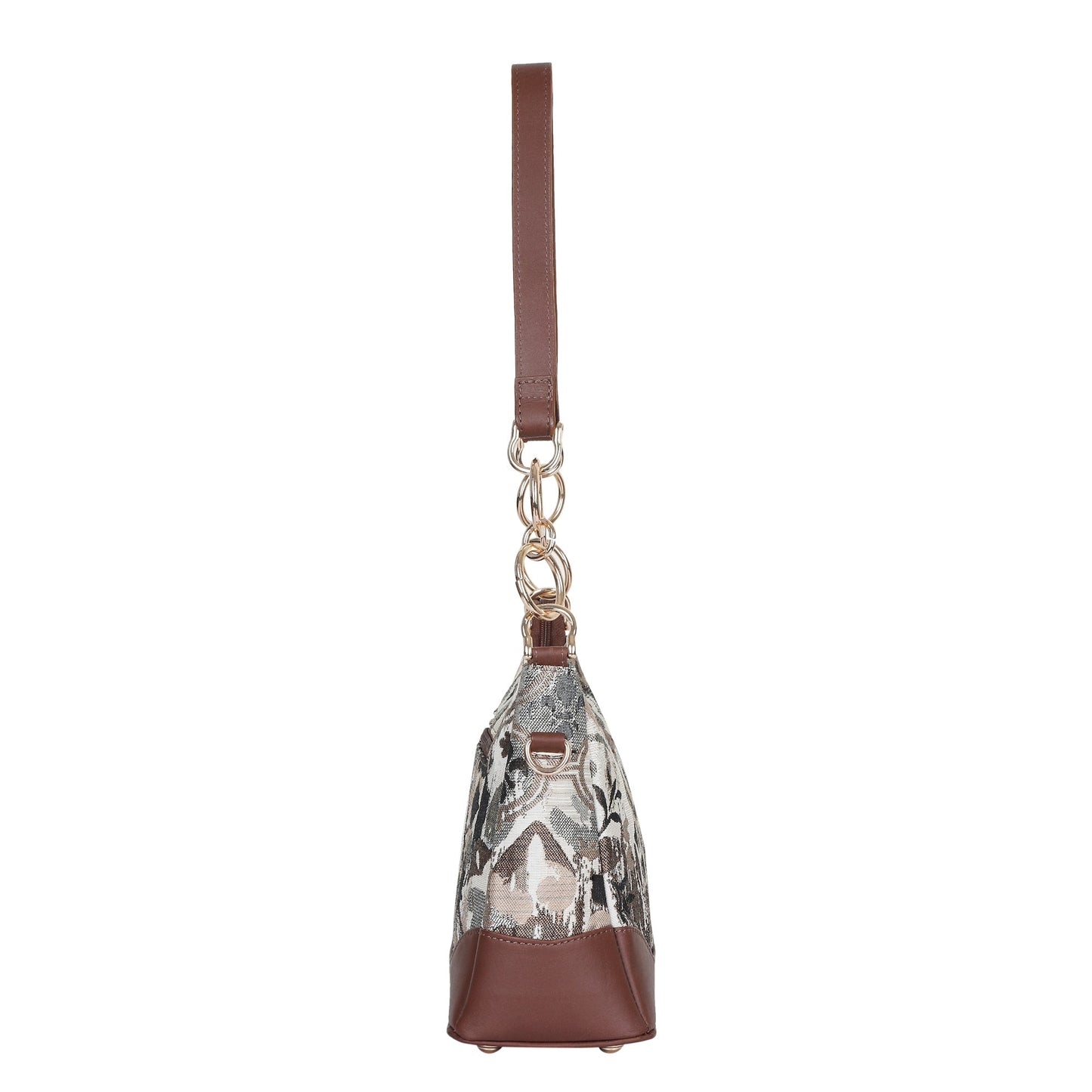 Wholesale Abstract Tapestry Shoulder Bag for Women – Modern Tote Sling Purse with Genuine Leather Handle