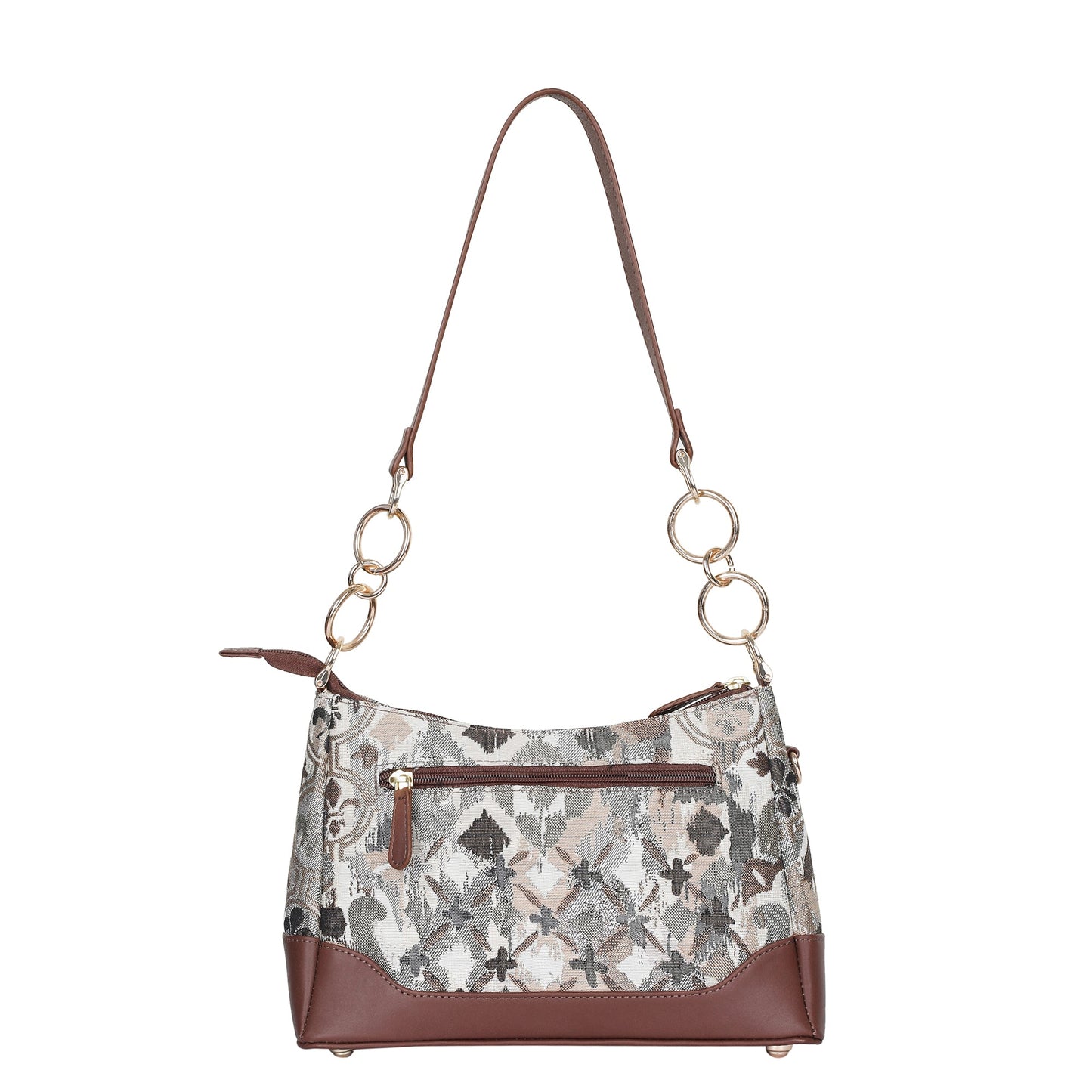 Wholesale Abstract Tapestry Shoulder Bag for Women – Modern Tote Sling Purse with Genuine Leather Handle