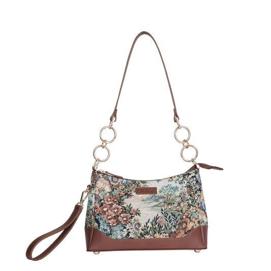Wholesale Botanical Tapestry Shoulder Bag for Women – Genuine Leather‑Trimmed Tote, Sling Purse & Satchel