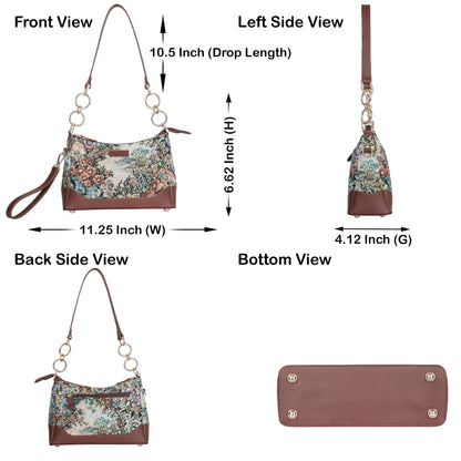Wholesale Botanical Tapestry Shoulder Bag for Women – Genuine Leather‑Trimmed Tote, Sling Purse & Satchel