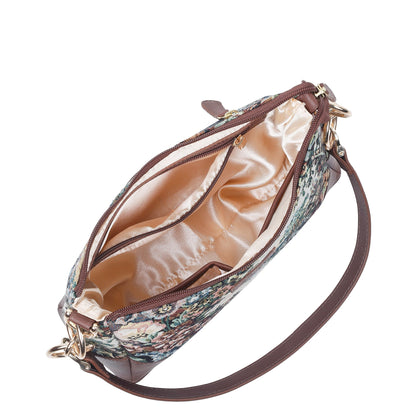 Wholesale Botanical Tapestry Shoulder Bag for Women – Genuine Leather‑Trimmed Tote, Sling Purse & Satchel