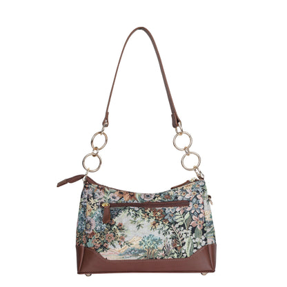 Wholesale Botanical Tapestry Shoulder Bag for Women – Genuine Leather‑Trimmed Tote, Sling Purse & Satchel