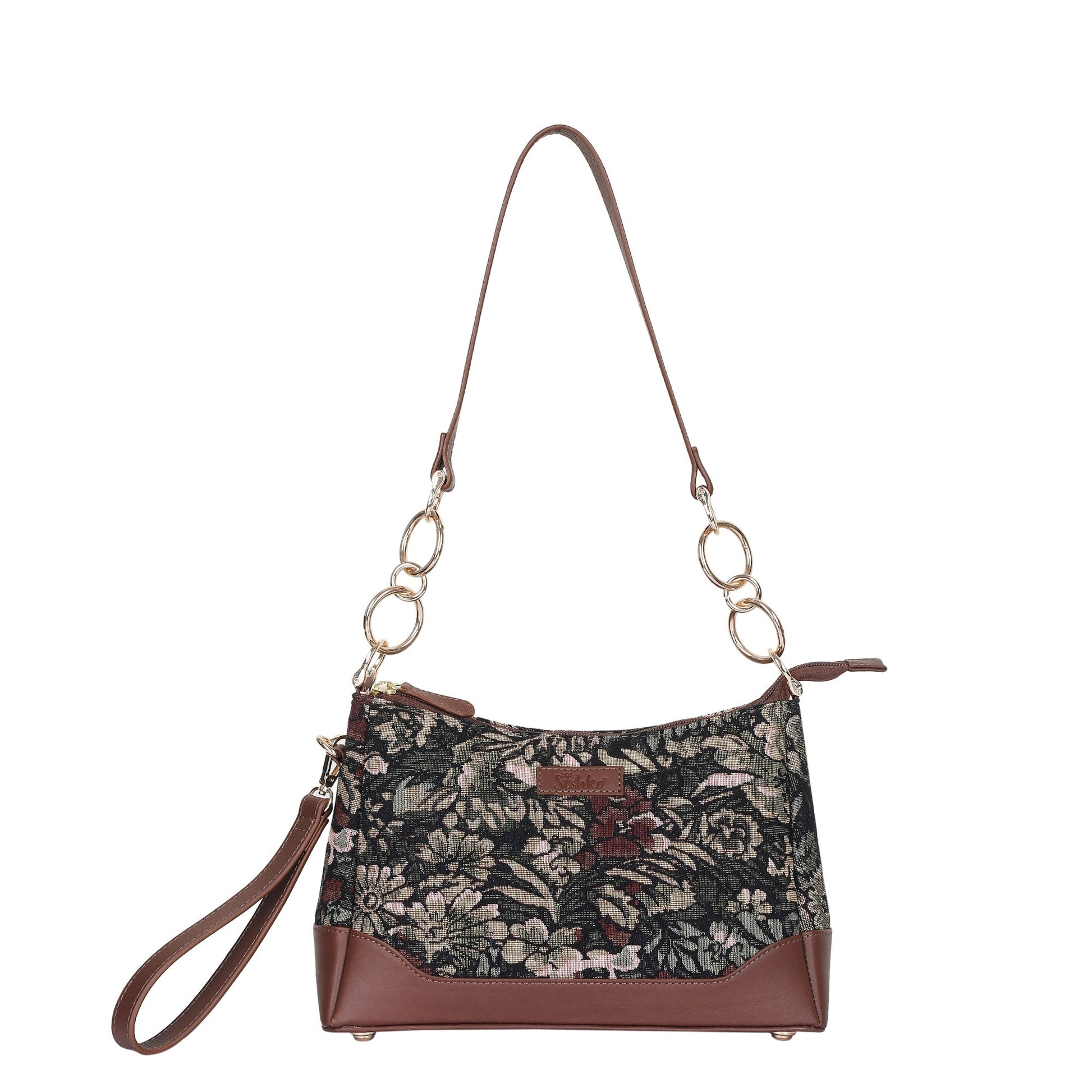 Women’s vintage tapestry shoulder sling tote bag with leather trim for daily, office, travel, and everyday use