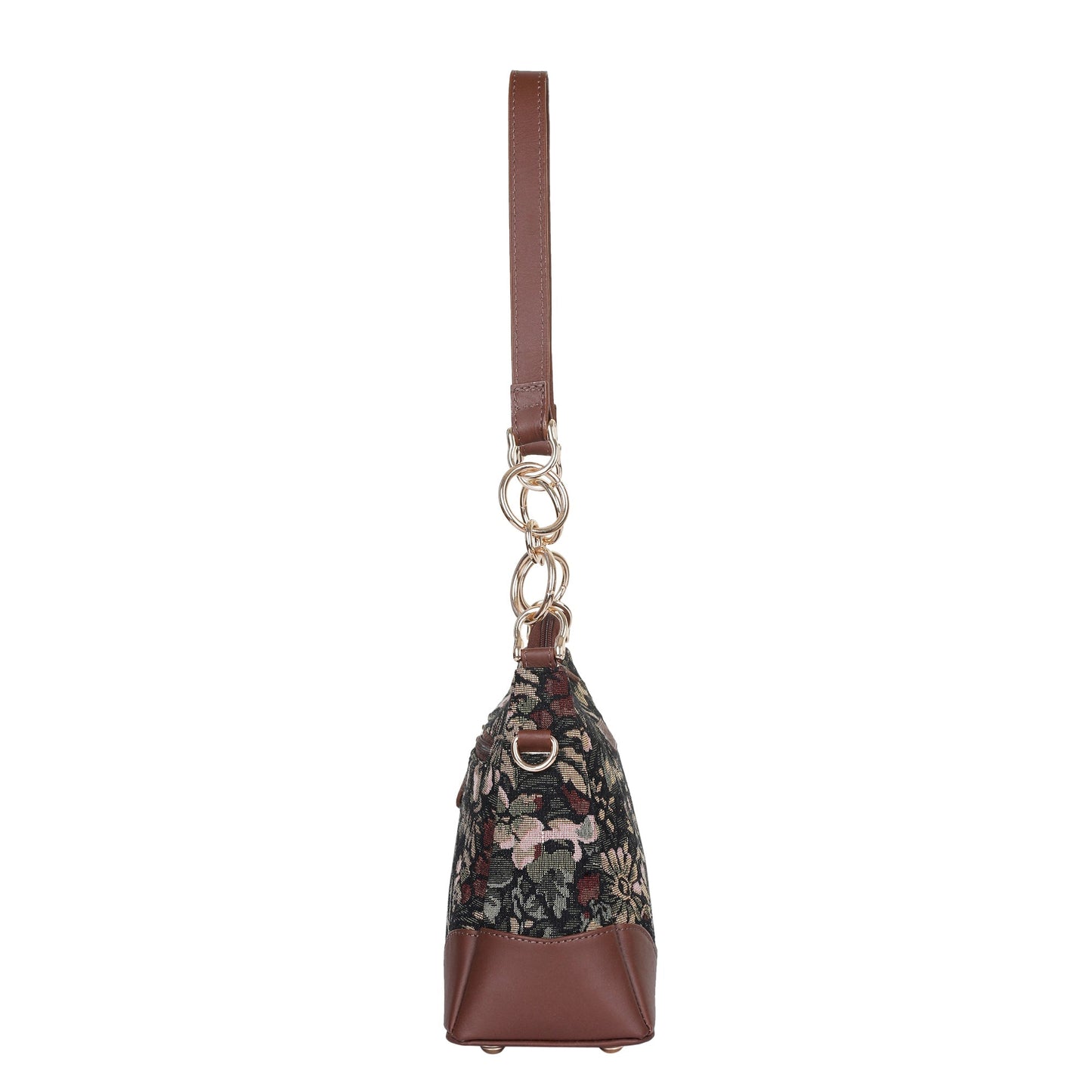 Women’s Vintage Tapestry Shoulder Bag – Genuine Leather-Trimmed Tote Sling Satchel Purse