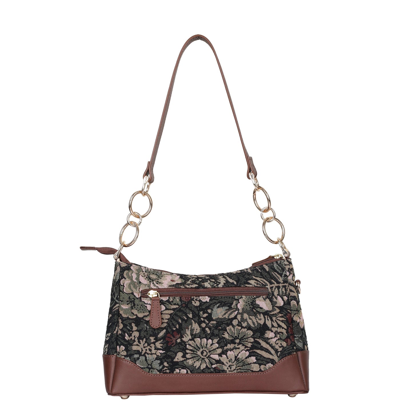 Women’s Vintage Tapestry Shoulder Bag – Genuine Leather-Trimmed Tote Sling Satchel Purse