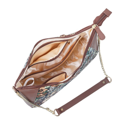Wholesale Women's Botanical Design Tapestry Hobo Bag | Shoulder & Satchel Purse with Genuine Leather Trim