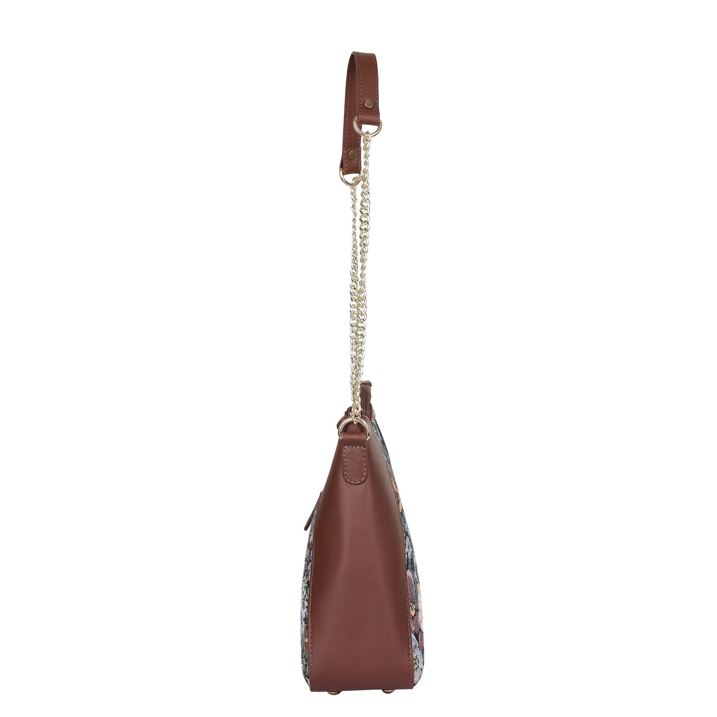 Wholesale Women's Botanical Design Tapestry Hobo Bag | Shoulder & Satchel Purse with Genuine Leather Trim