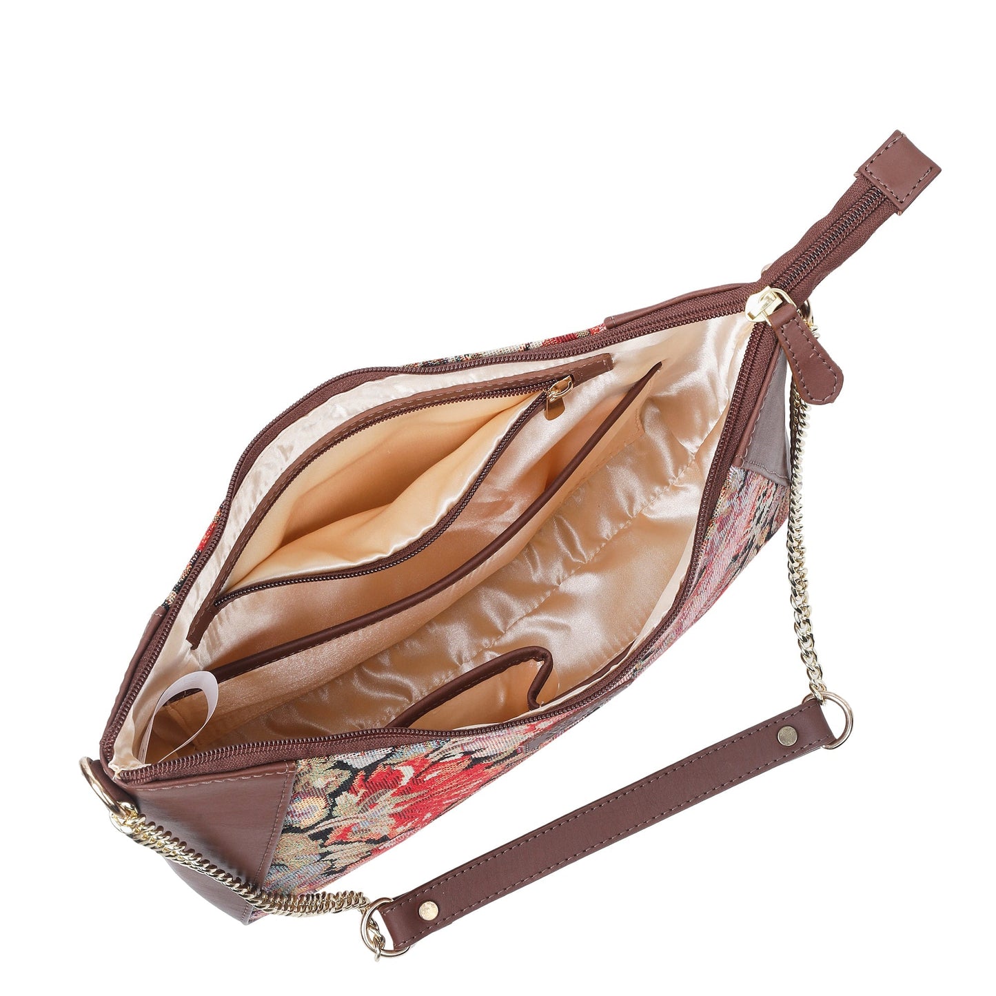 Women's Tapestry Hobo Bag in Floral Pattern | Genuine Leather-Trimmed Shoulder Bag & Satchel Purse for Everyday Essentials