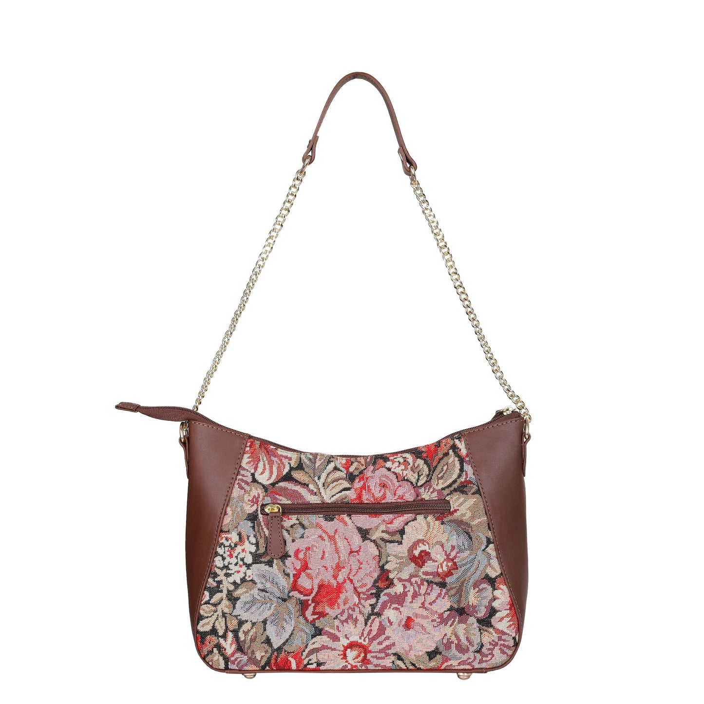 Women's Tapestry Hobo Bag in Floral Pattern | Genuine Leather-Trimmed Shoulder Bag & Satchel Purse for Everyday Essentials