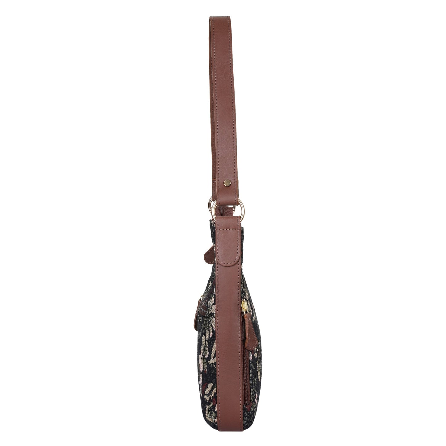 Women's Hobo Bag in Tapestry Vintage Pattern Fabric | Shoulder & Sling Purse with Genuine Leather Strap for Daily Use