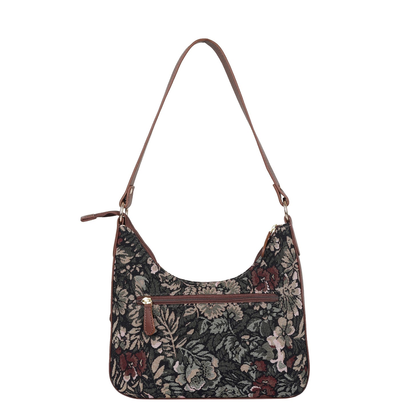 Women's Hobo Bag in Tapestry Vintage Pattern Fabric | Shoulder & Sling Purse with Genuine Leather Strap for Daily Use