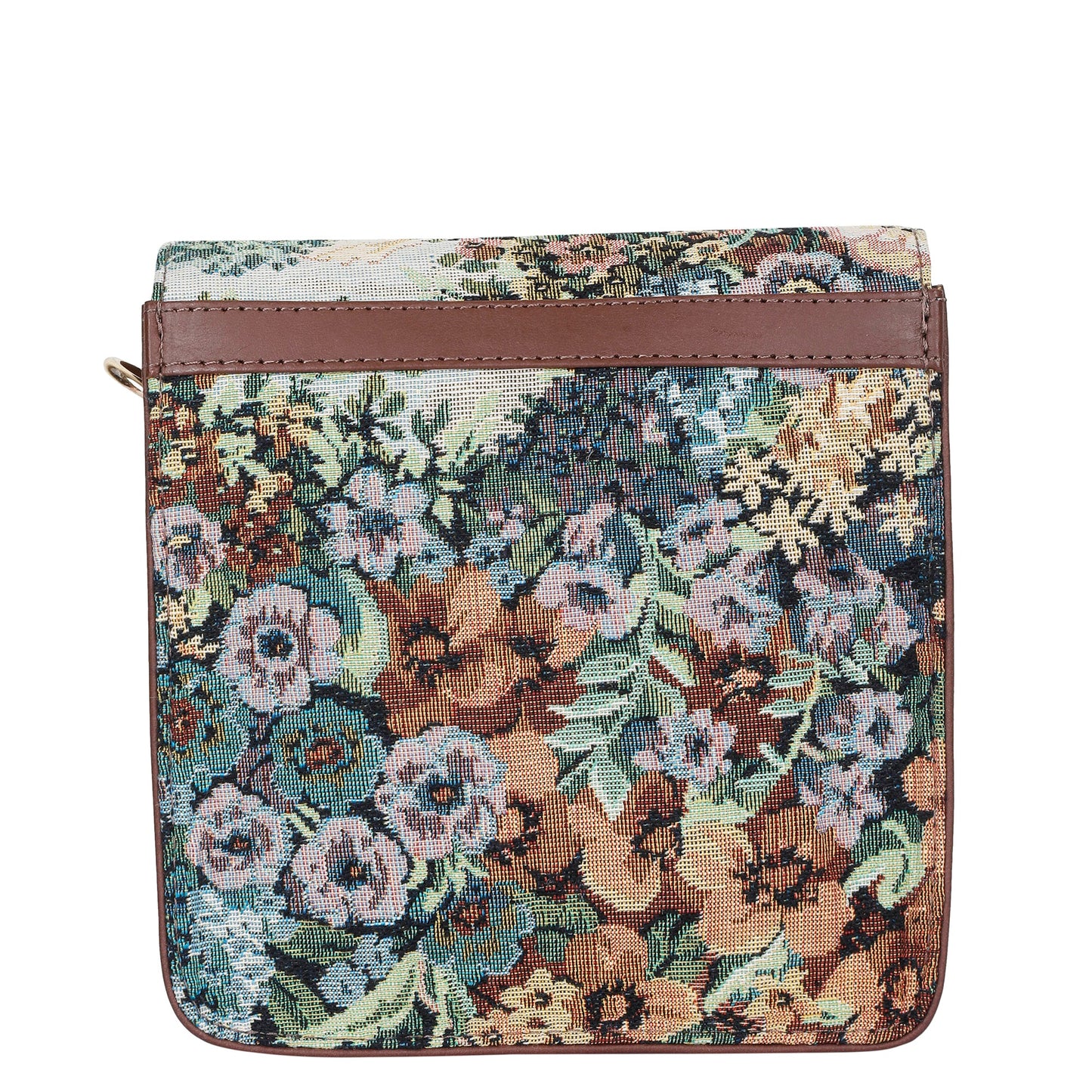 Botanical Tapestry Crossbody Sling Bag – Women’s Shoulder Purse with Genuine Leather Trim