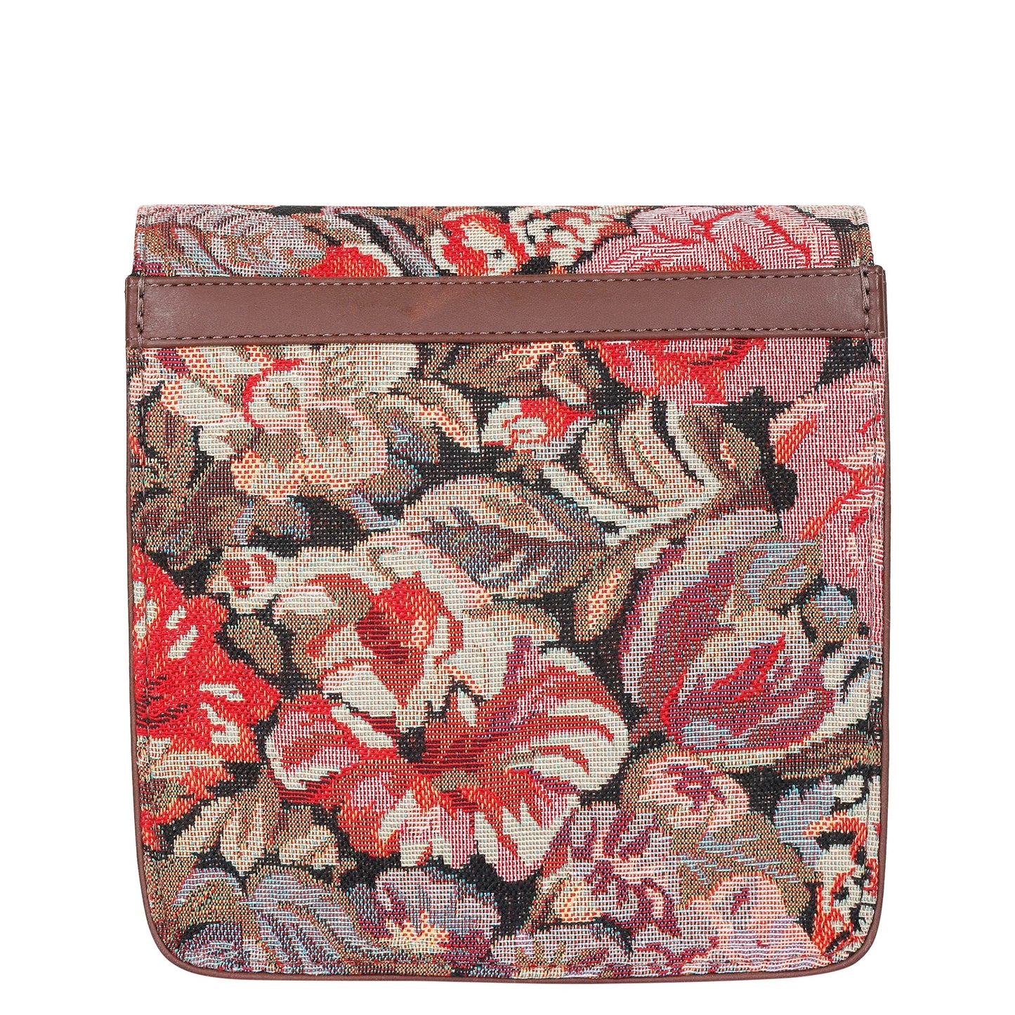 Floral Tapestry Crossbody Bag – Women’s Sling Shoulder Purse with Genuine Leather Trim