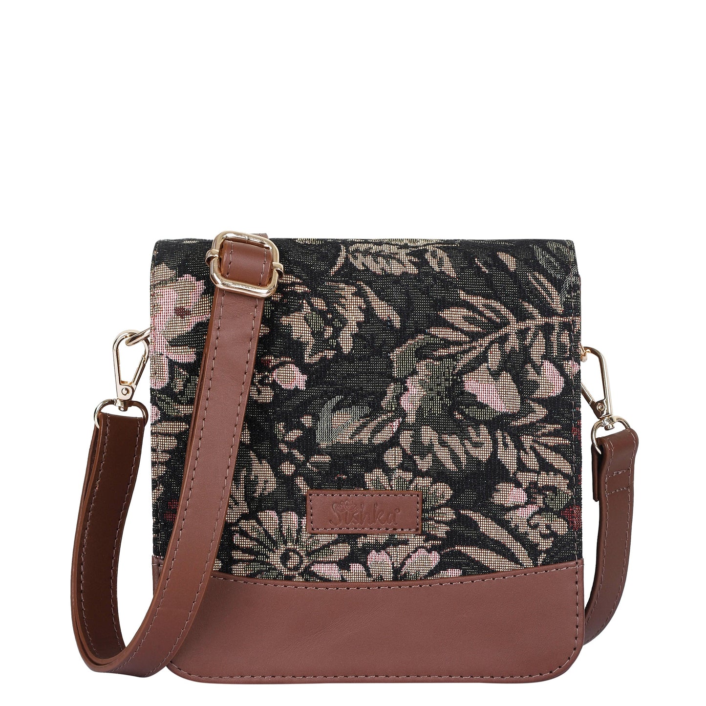 Wholesale Vintage Tapestry Crossbody Bag – Women’s Sling Shoulder Purse with Genuine Leather Trim