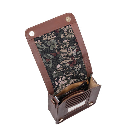 Wholesale Vintage Tapestry Crossbody Bag – Women’s Sling Shoulder Purse with Genuine Leather Trim
