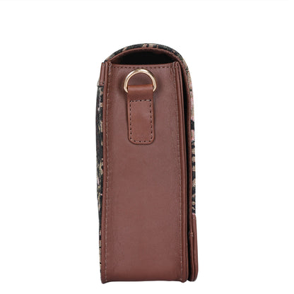 Wholesale Vintage Tapestry Crossbody Bag – Women’s Sling Shoulder Purse with Genuine Leather Trim