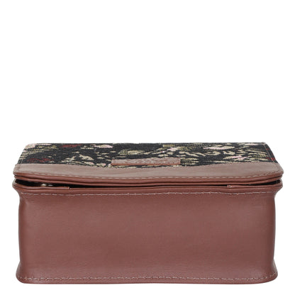Wholesale Vintage Tapestry Crossbody Bag – Women’s Sling Shoulder Purse with Genuine Leather Trim