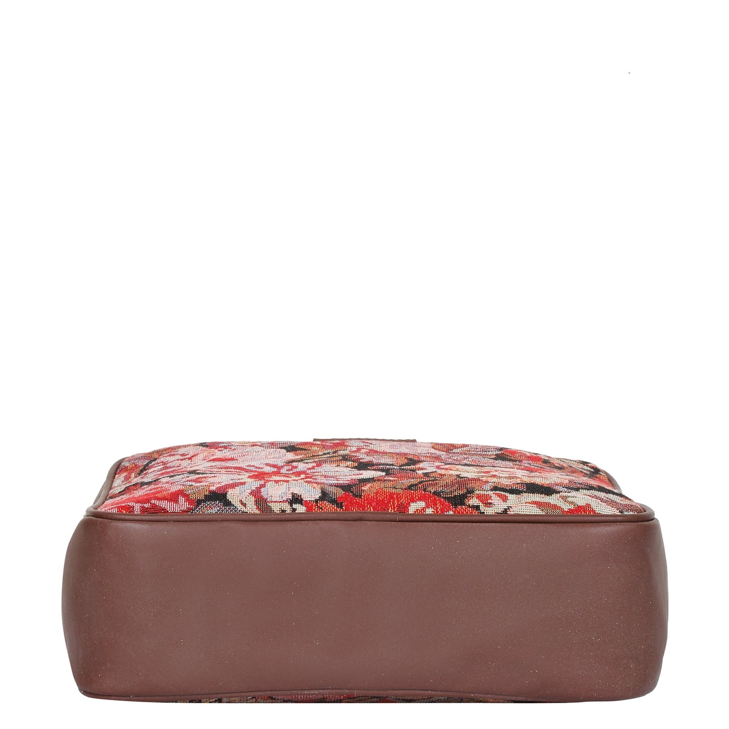 Floral Tapestry Messenger Bag – Women’s Crossbody Sling with Genuine Leather Trim