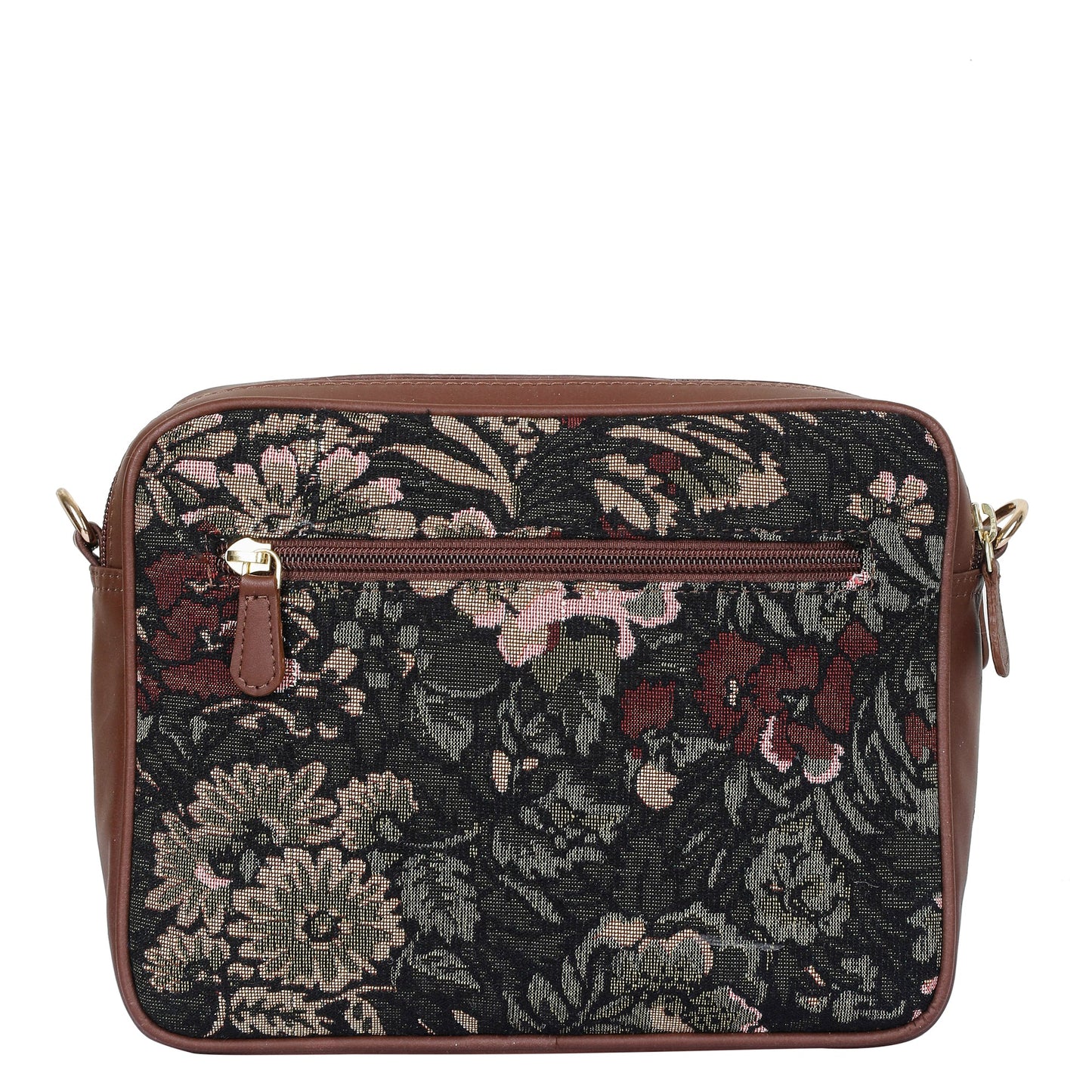 Vintage Tapestry Messenger Bag – Women’s Crossbody & Sling with Genuine Leather Trim