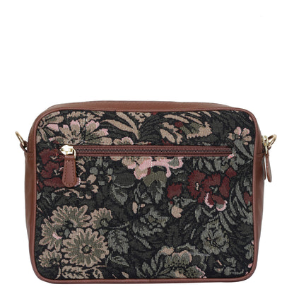 Vintage Tapestry Messenger Bag – Women’s Crossbody & Sling with Genuine Leather Trim
