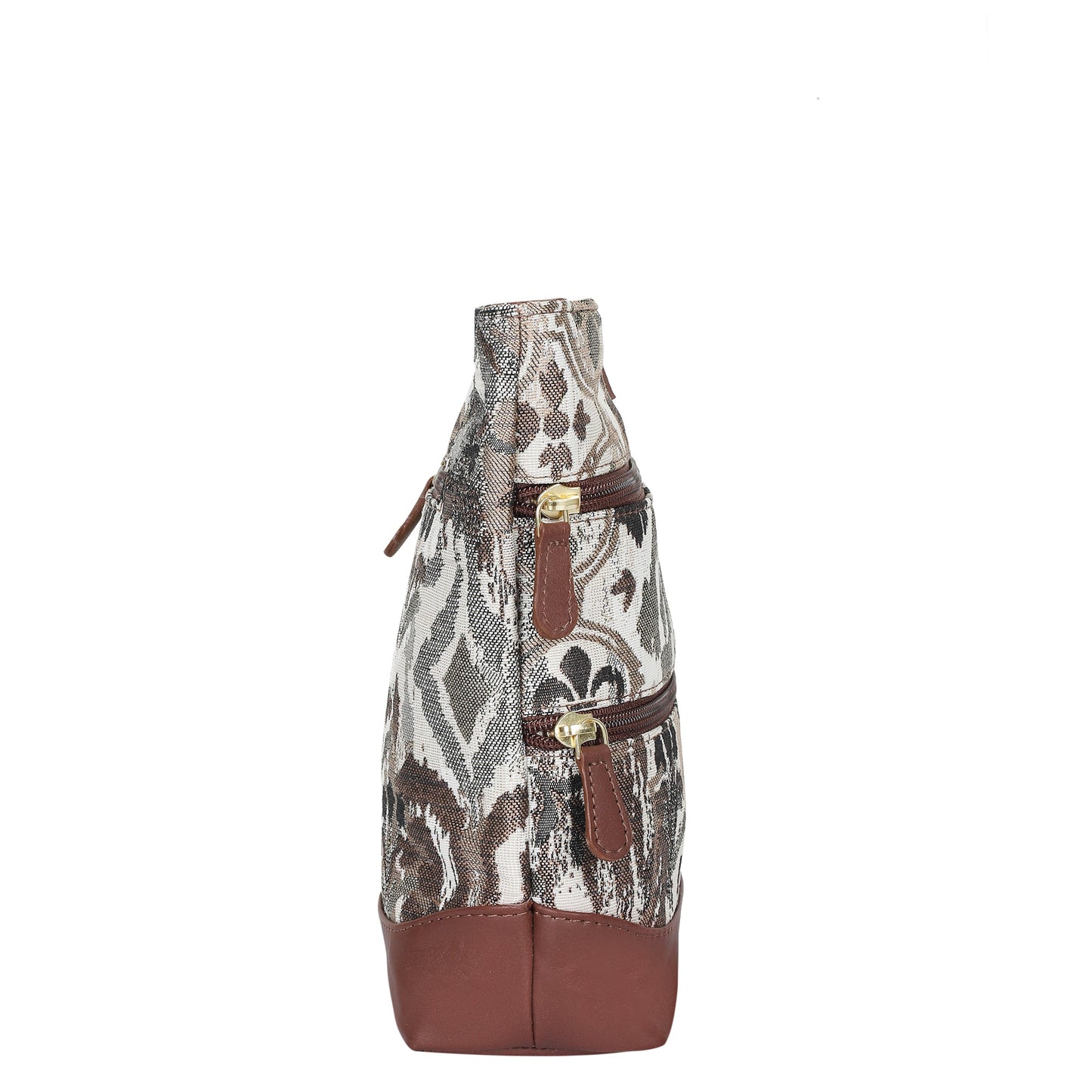 Abstract Tapestry Crossbody Sling Bag – Women’s Shoulder & Messenger Purse with Genuine Leather Trim