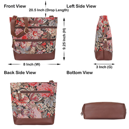 Floral Tapestry Crossbody Sling Bag – Women’s Shoulder & Messenger Purse
