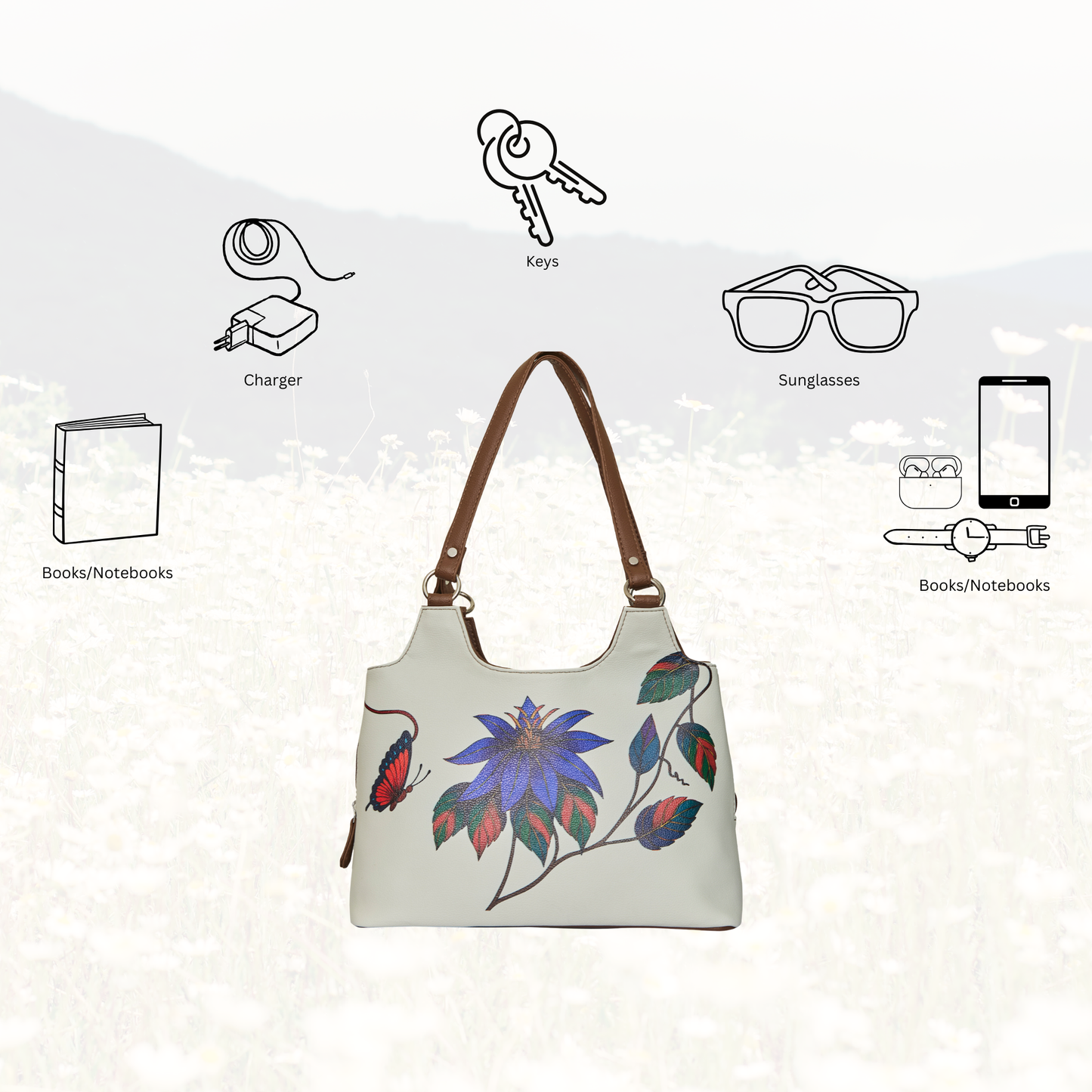 Hand Printed Vegan Leather Wholesale Shoulder Tote Bag for Women – Stylish Top Handle Handbag Purse– Travel, Office & Daily Use