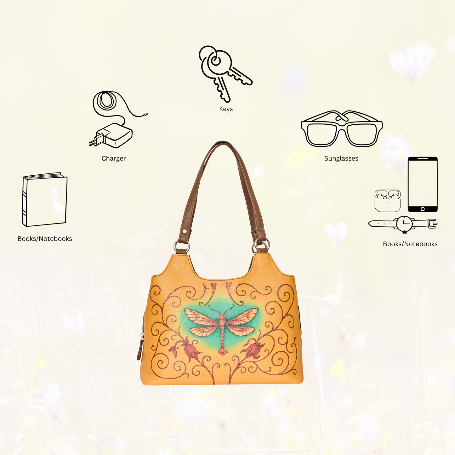 Hand Printed Wholesale Vegan Leather Shoulder Tote Bag for Women – Stylish Top Handle Handbag Purse– Travel, Office & Daily Use