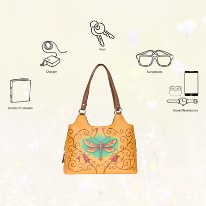 Hand Printed Wholesale Vegan Leather Shoulder Tote Bag for Women – Stylish Top Handle Handbag Purse– Travel, Office & Daily Use