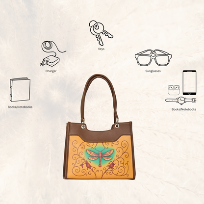 Women’s Hand Printed Vegan Leather Wholesale Satchel Handbag – Vegan Shoulder & Top Handle Bag – Office, Work, Travel & Daily Use