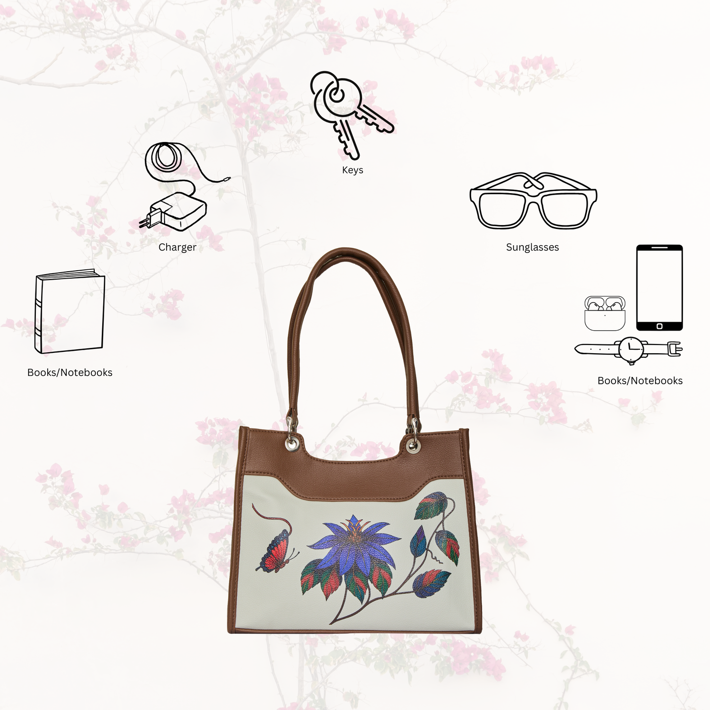 Women’s Hand Printed Vegan Leather Satchel Handbag – Wholesale Shoulder & Top Handle Bag – Office, Work, Travel & Daily Use