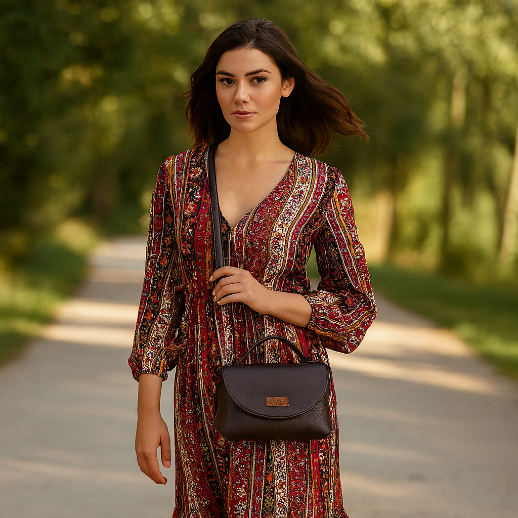 Women’s Brown Vegan Leather Crossbody Sling Bag in Wholesale – Shoulder Handbag