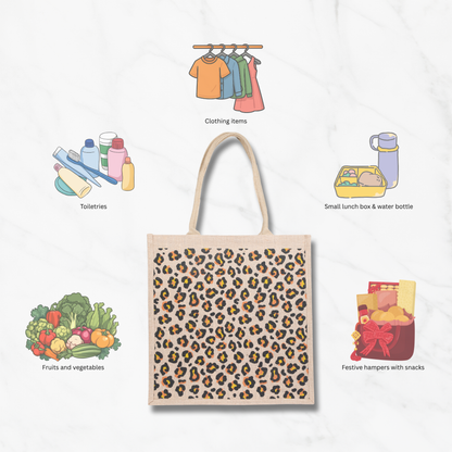 Cheetah Print Natural Jute Tote Bags for Sustainable Shopping – Wholesale Supply
