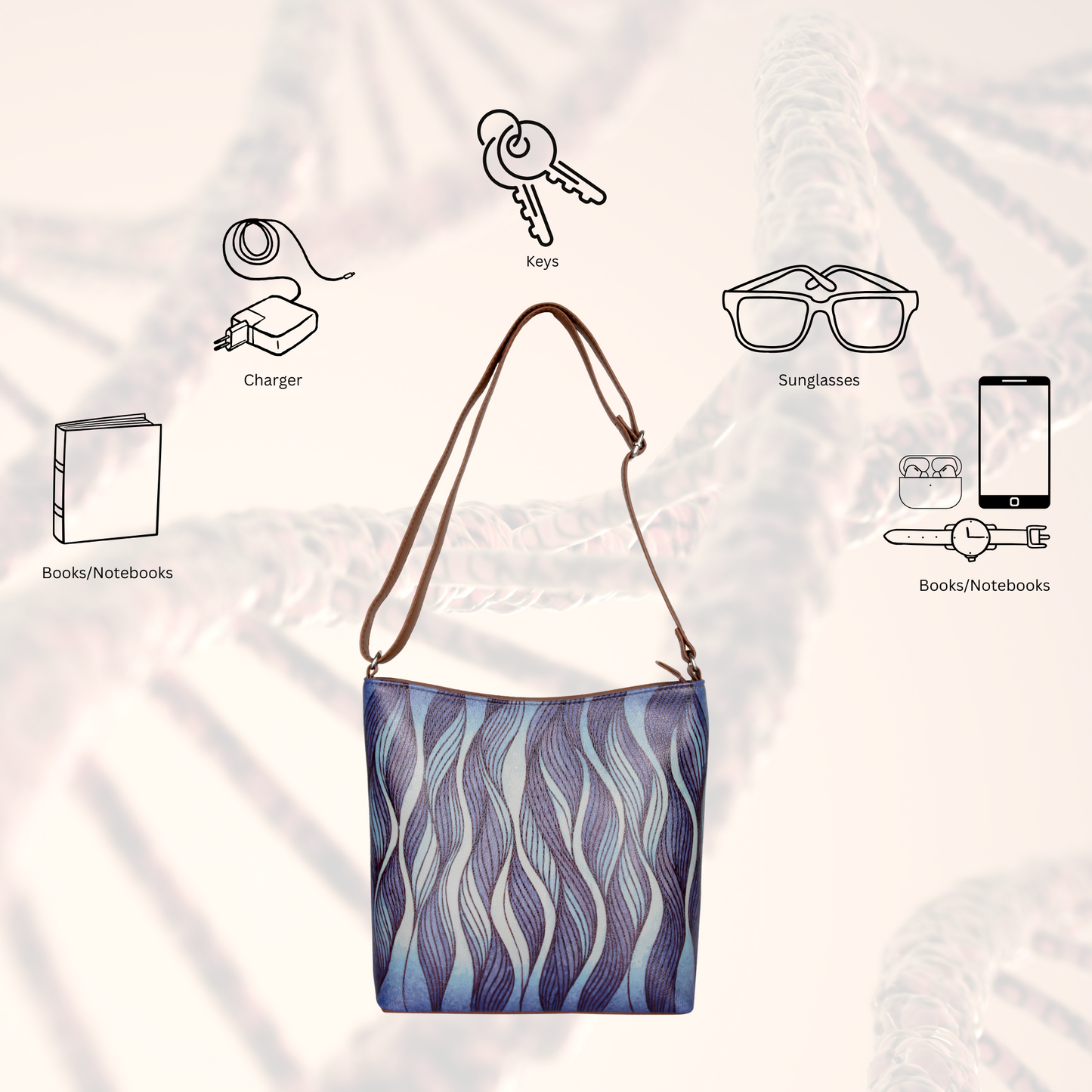 Abstract Hand Printed Vegan Leather Crossbody Bag – Wholesale Stylish Sling & Shoulder Purse for Women