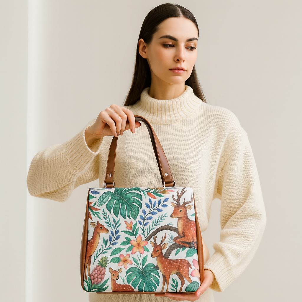 Hand Printed Vegan Leather Tote Shoulder Bag – Women’s Wholesale Multi‑Compartment Handbag for Work, Travel & Daily Use