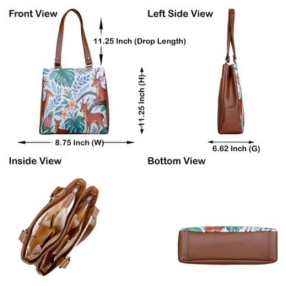 Hand Printed Vegan Leather Tote Shoulder Bag – Women’s Wholesale Multi‑Compartment Handbag for Work, Travel & Daily Use