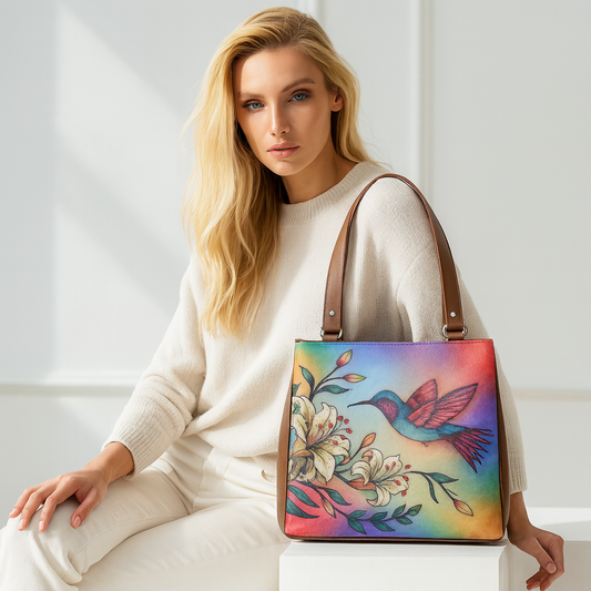 Women’s Wholesale Hand Printed Vegan Leather Tote Shoulder Bag – Multi‑Compartment Handbag for Work, Travel & Daily Use